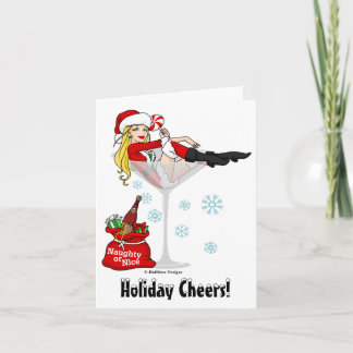 Santa Girl Martini Holiday Card