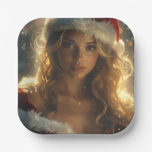 Santa Girl Paper Plate