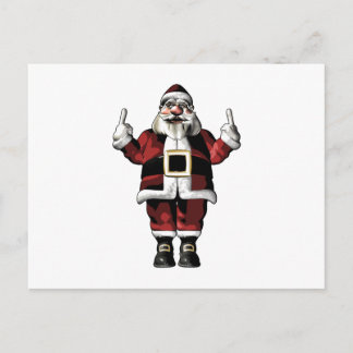 Santa Giving the Finger Holiday Postcard