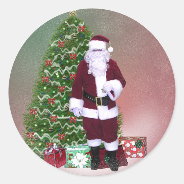Santa Globe Classic Round Sticker (Front)
