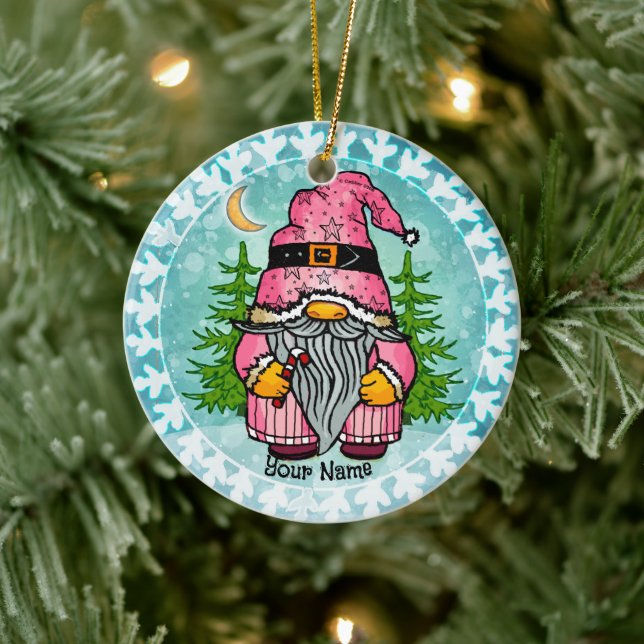 Santa gnome  ceramic ornament (Tree)