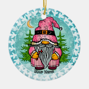 Santa gnome  ceramic ornament