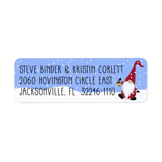 Santa Gnome Christmas Return Address Label (Front)