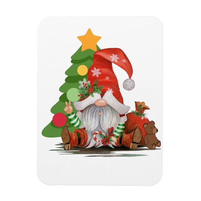 Santa Gnome- Funny Christmas Gnome Design  Magnet (Vertical)