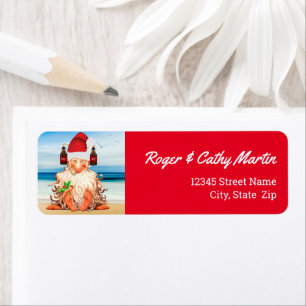 Santa Gnome in a Beer Hat Funny Holiday Return Address Label