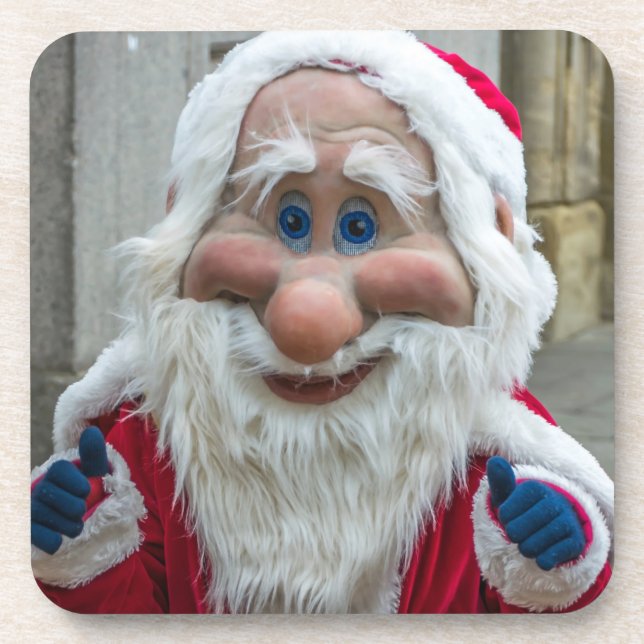 Santa gnome mask square coasters (Front)