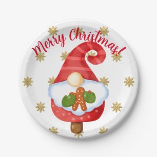Santa Gnome Paper Plate