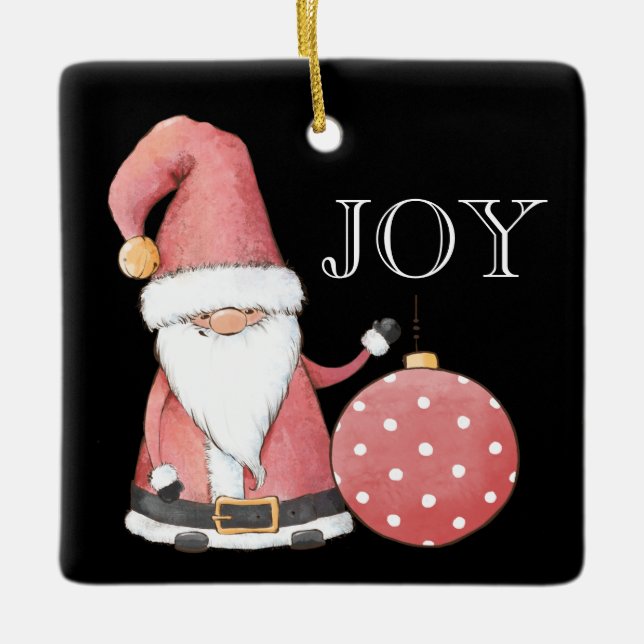Santa Gnome Red Ornament Editable Christmas   (Front)