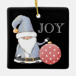 Santa Gnome Red Ornament Editable Christmas