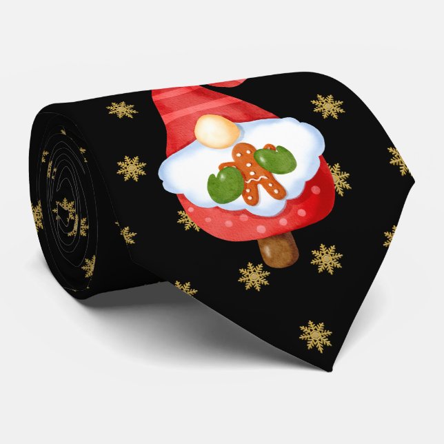 Santa Gnome  Tie (Rolled)