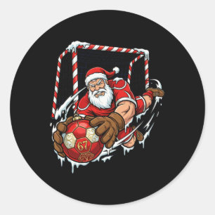 Santa Goalie 67 Soccer Byll Christmas Funny Sports Classic Round Sticker