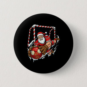 Santa Goalie 67 Soccer Ll Christmas Funny Sports  6 Cm Round Badge
