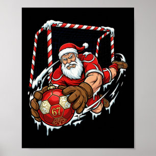 Santa Goalie 67 Soccer Ll Christmas Funny Sports Poster