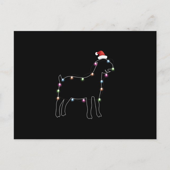 Santa Goat Christmas Colour Led Light Xmas Goat Announcement Postcard (Front)