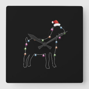 Santa Goat Christmas Colour Led Light Xmas Goat Square Wall Clock
