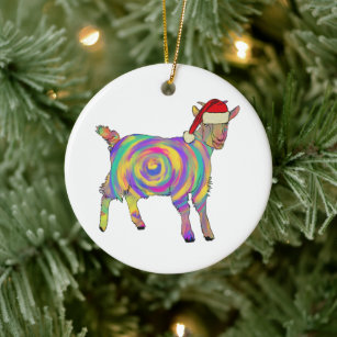 Santa Goat Colourful Ceramic Ornament