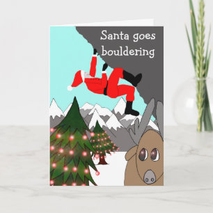 Santa goes bouldering Christmas card