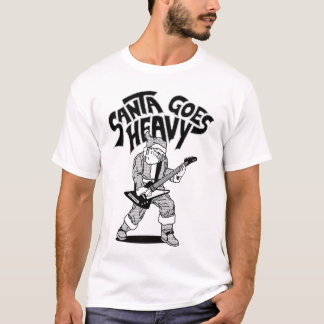 Santa Goes Heavy Black and White T-Shirt