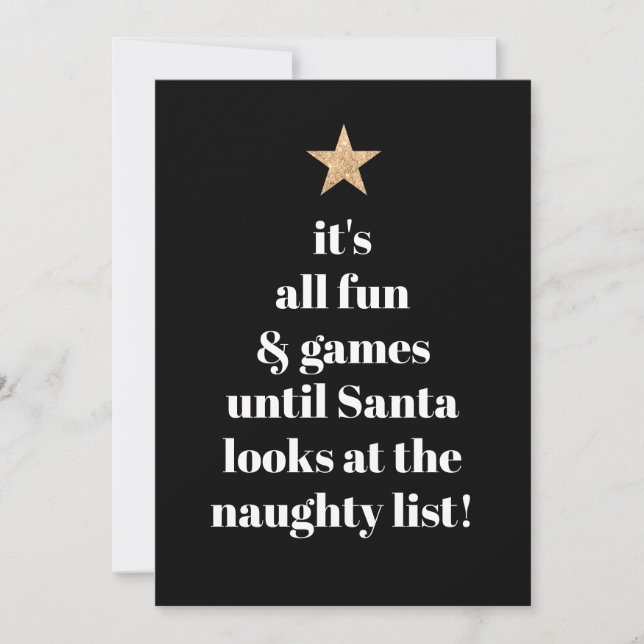 Santa Gold Star Modern Tree Font Funny Humour Quot Holiday Card (Front)
