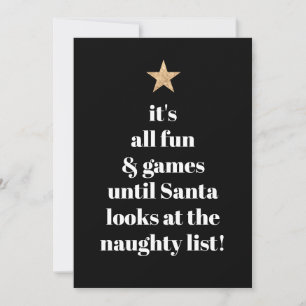 Santa Gold Star Modern Tree Font Funny Humour Quot Holiday Card