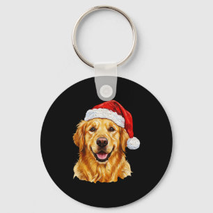 Santa Golden Retriever Christmas Golden Retriever Key Ring