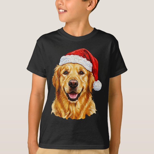 Santa Golden Retriever Christmas Golden Retriever  T-Shirt (Front)