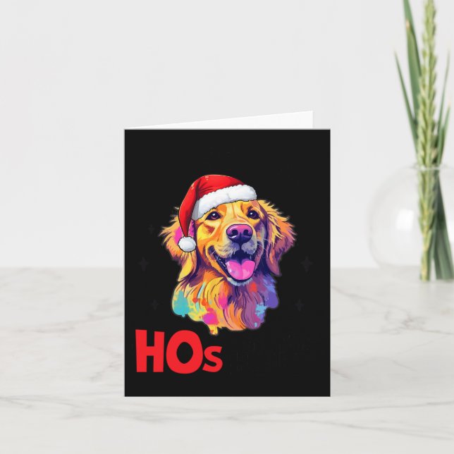 Santa Golden Retriever Dog There's Some Hos In Thi Card (Front)