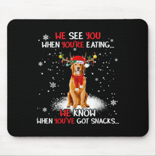 Santa Golden Retriever Reindeer Light Christmas Pa Mouse Pad