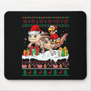 Santa Golden Retriever Riding Axolotl Christmas Sw Mouse Pad