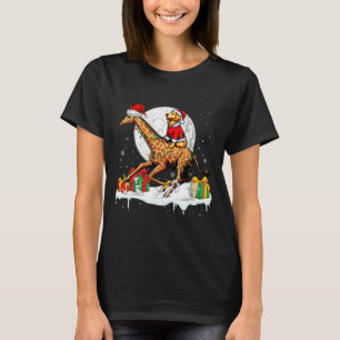 Santa Golden Retriever Riding Giraffe Christmas Ow T-Shirt