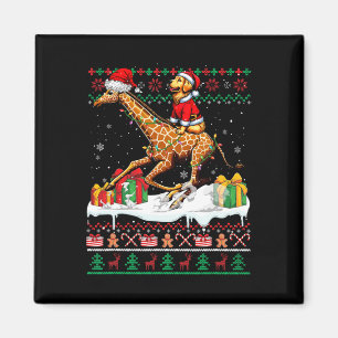 Santa Golden Retriever Riding Giraffe Christmas Sw Magnet