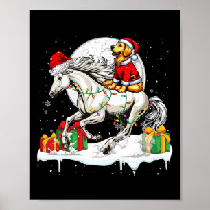 Santa Golden Retriever Riding Horse Christmas Owne Poster
