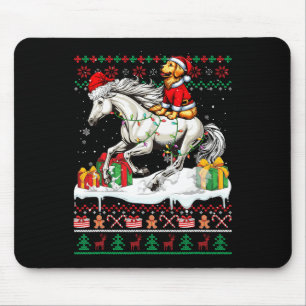 Santa Golden Retriever Riding Horse Christmas Swea Mouse Pad