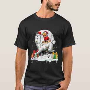 Santa Golden Retriever Riding Llama Christmas Owne T-Shirt