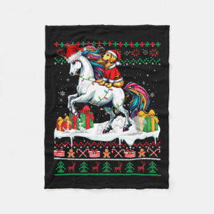 Santa Golden Retriever Riding Unicorn Christmas Sw Fleece Blanket