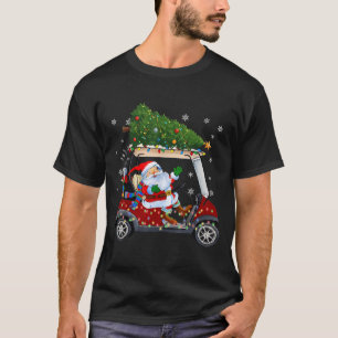 Santa Golf Cart Christmas Tree Lights Xmas Golfer T-Shirt