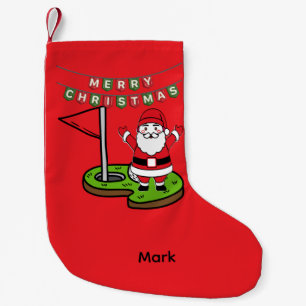 Santa Golfer with Merry Christmas Small Christmas Stocking