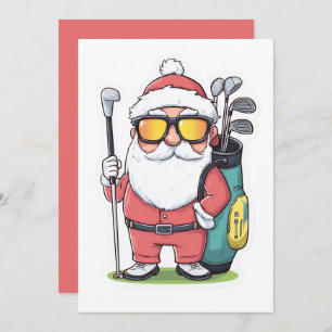 Santa Golfing Christmas Fun Card