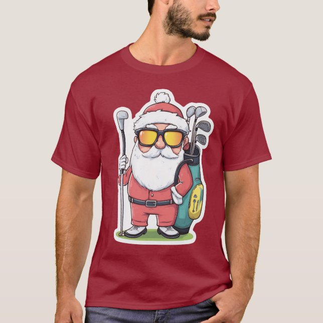 Santa Golfing Christmas Fun T-Shirt (Front)