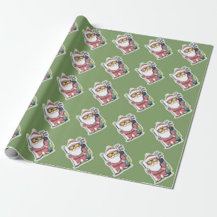 Santa Golfing Christmas Fun Wrapping Paper