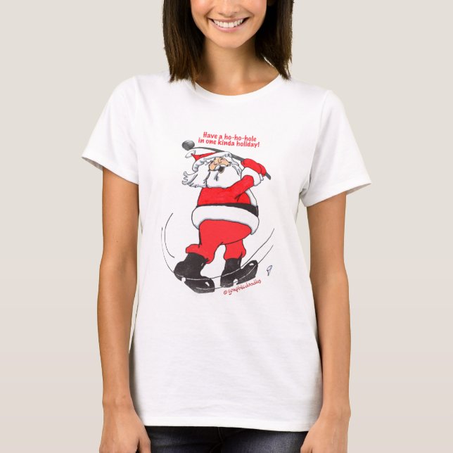 Santa golfing Christmas gifts. T-Shirt (Front)