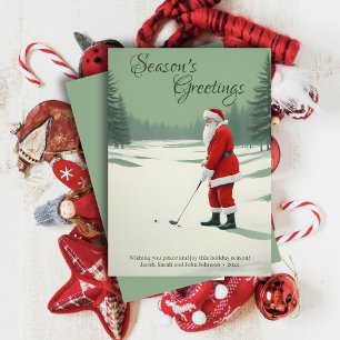 Santa Golfing Holiday Card