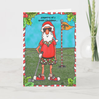 Santa Golfing Holiday Card