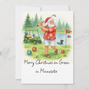 Santa Golfing in Minnesota Holiday  Card