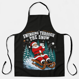 Santa Golfing Merry Christmas Golfer Apron