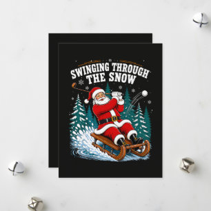 Santa Golfing Merry Christmas Golfer Holiday Card