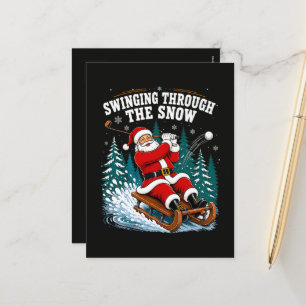 Santa Golfing Merry Christmas Golfer Holiday Postcard