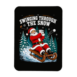 Santa Golfing Merry Christmas Golfer Magnet