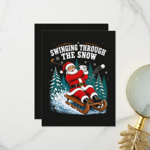 Santa Golfing Merry Christmas Golfer Thank You Card