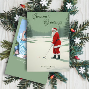 Santa Golfing Photo Holiday Card